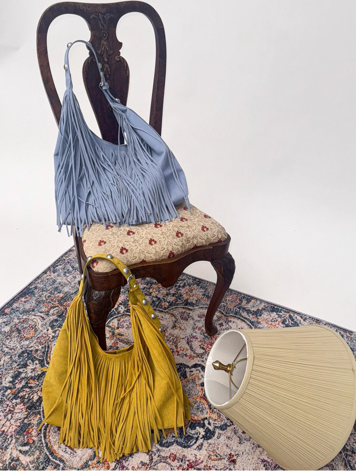 Suede Fringe Stud Tote