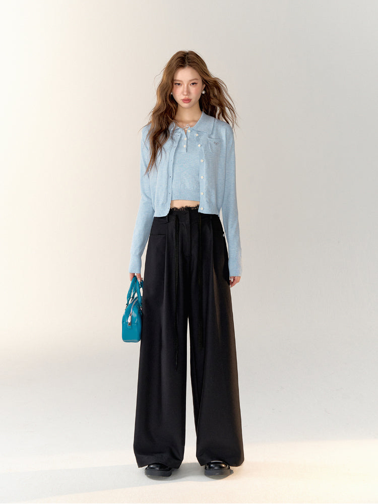 Butterfly Knot Soft Wool Sweater & Vest Set