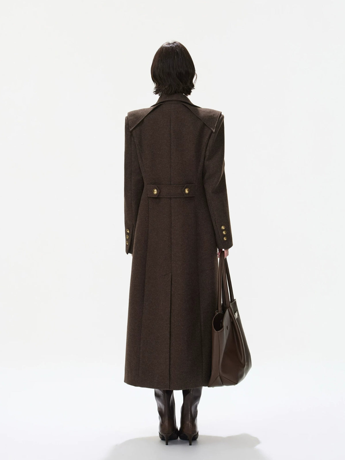 Double-Breasted Lapel Wool Long Coat