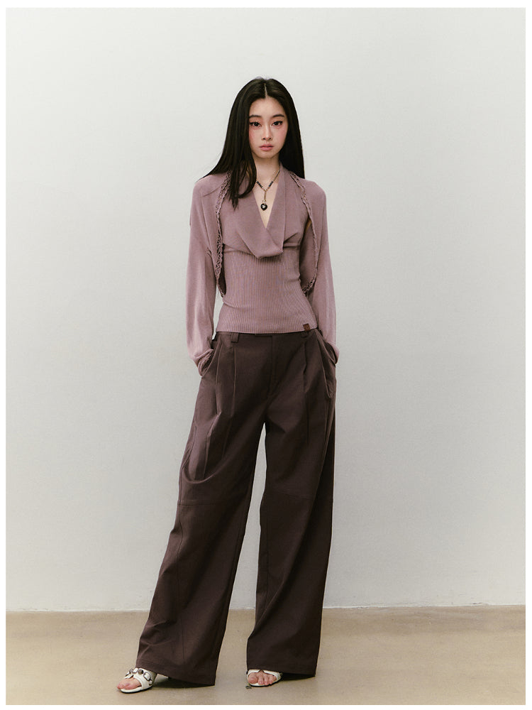 Heavy-duty Knitted Draped Neck Tank Top Set