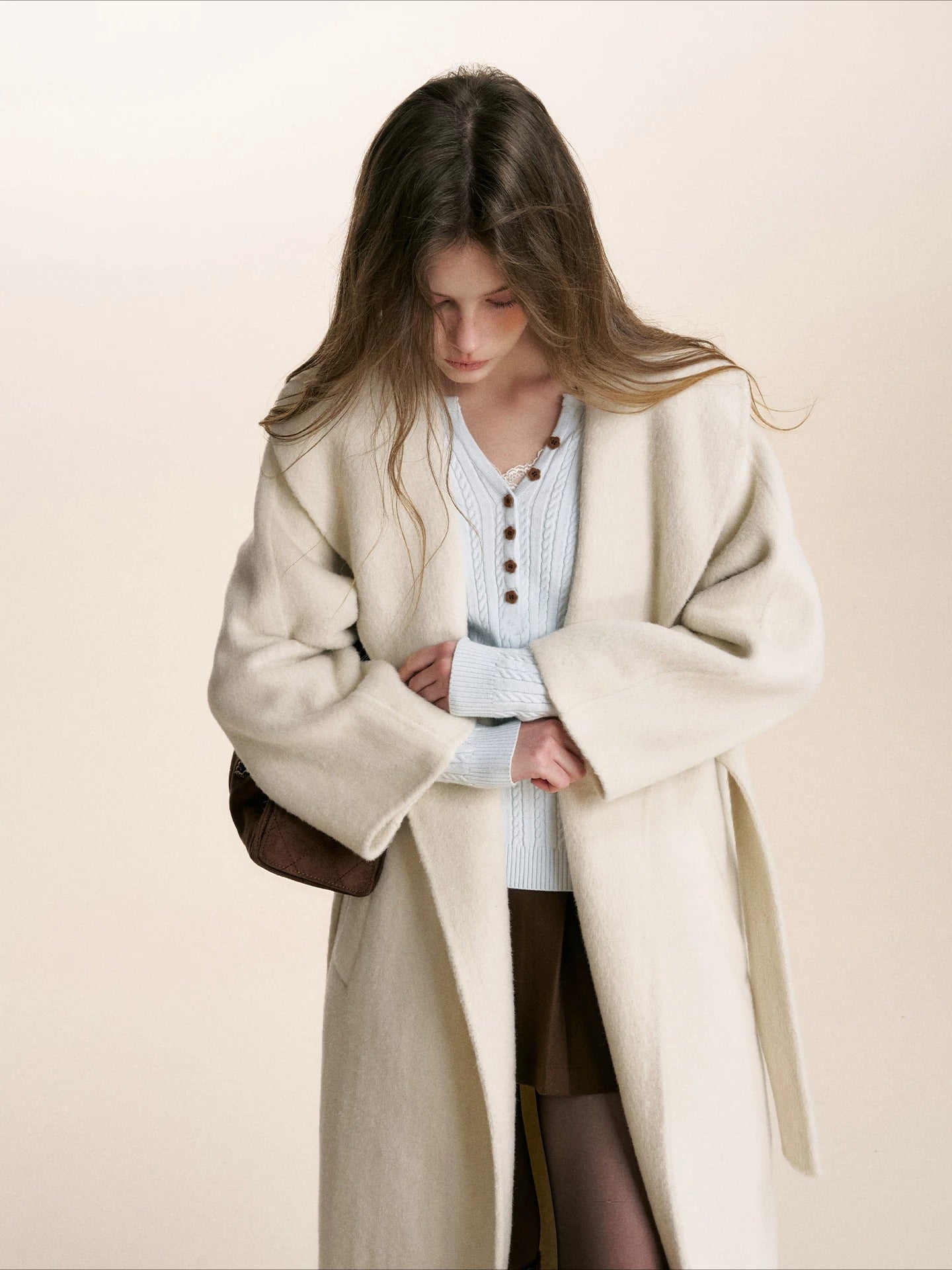 Almond Wool Blend Coat
