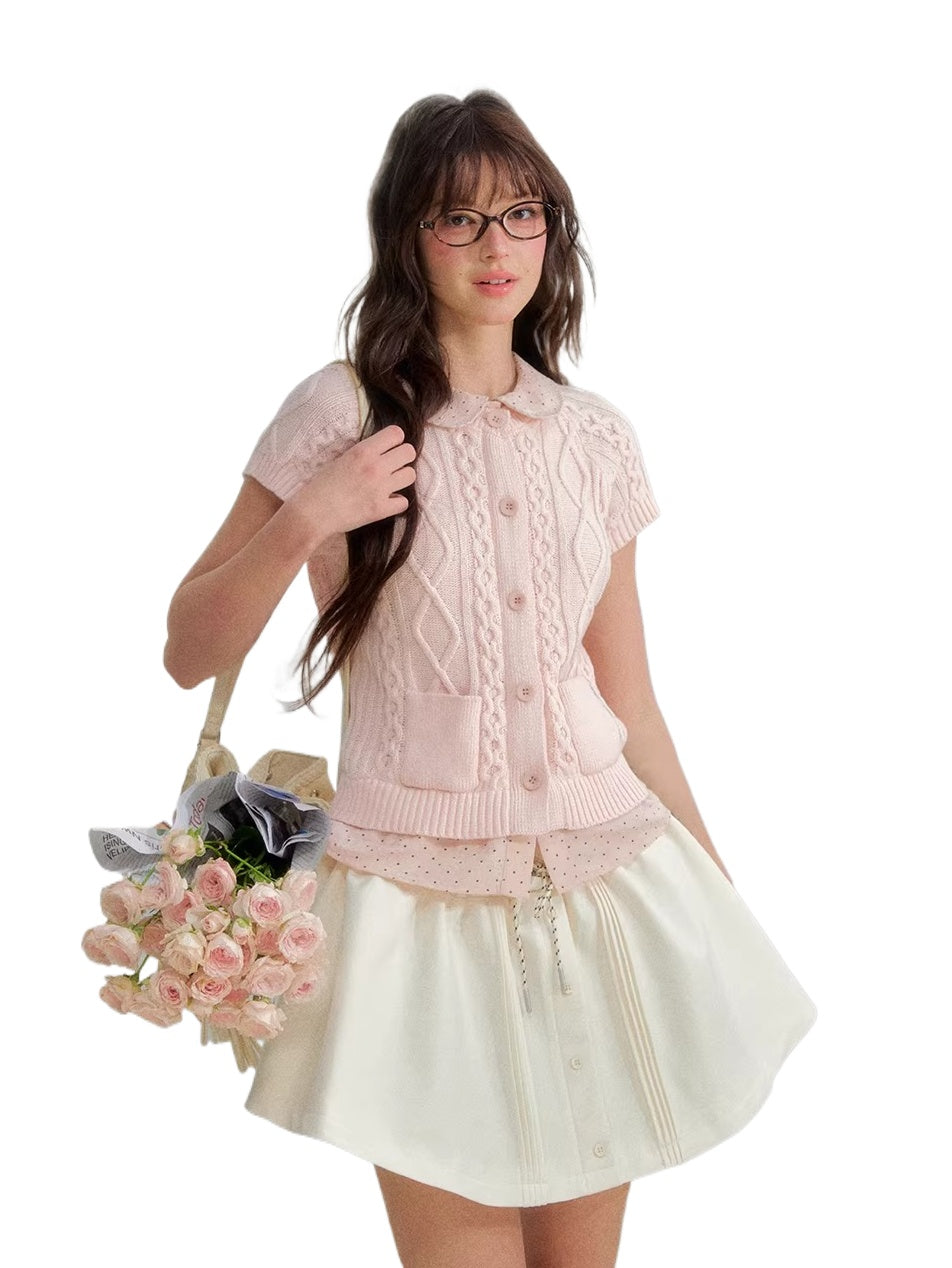 Pink & Gray Layered Knit Cardigan