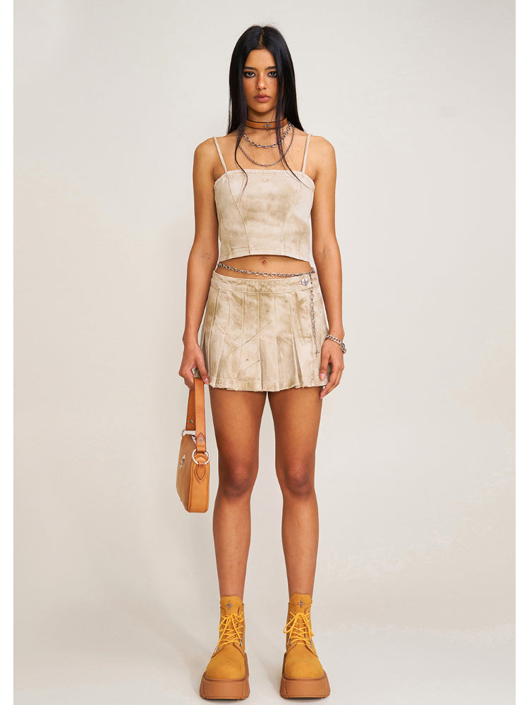 Vintage Storm Fade Dye Long Camisole Fading Desert