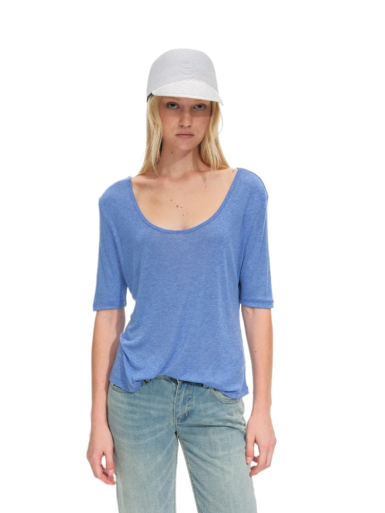 Lyocell Wool U Neck Top
