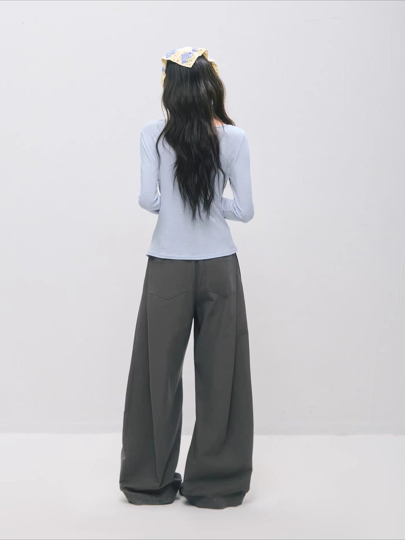 Double Waistband Pleated Wide Leg Pants