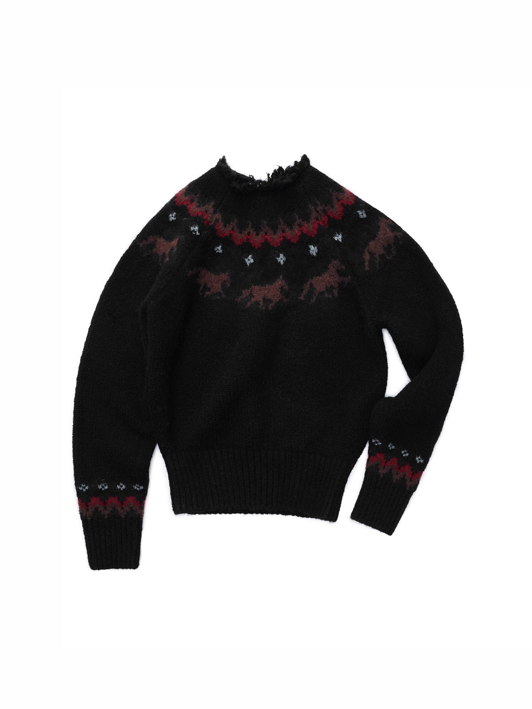 Fair Isle Pony Jacquard Chunky Knit Sweater