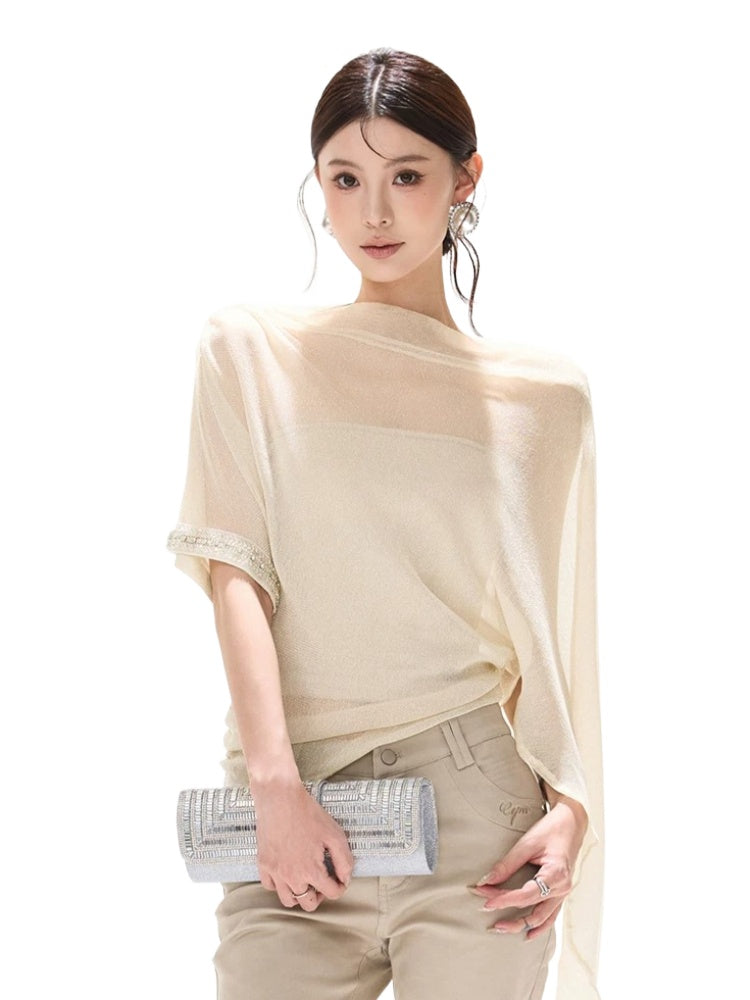 Silver Veil Asymmetrical Top