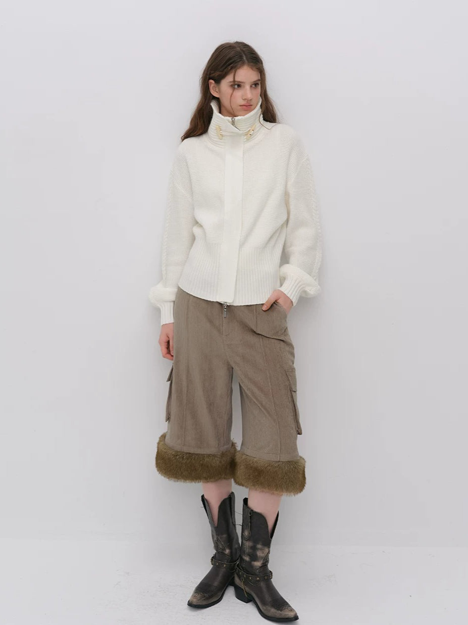 Oversized Toggle Collar Waffle Cardigan