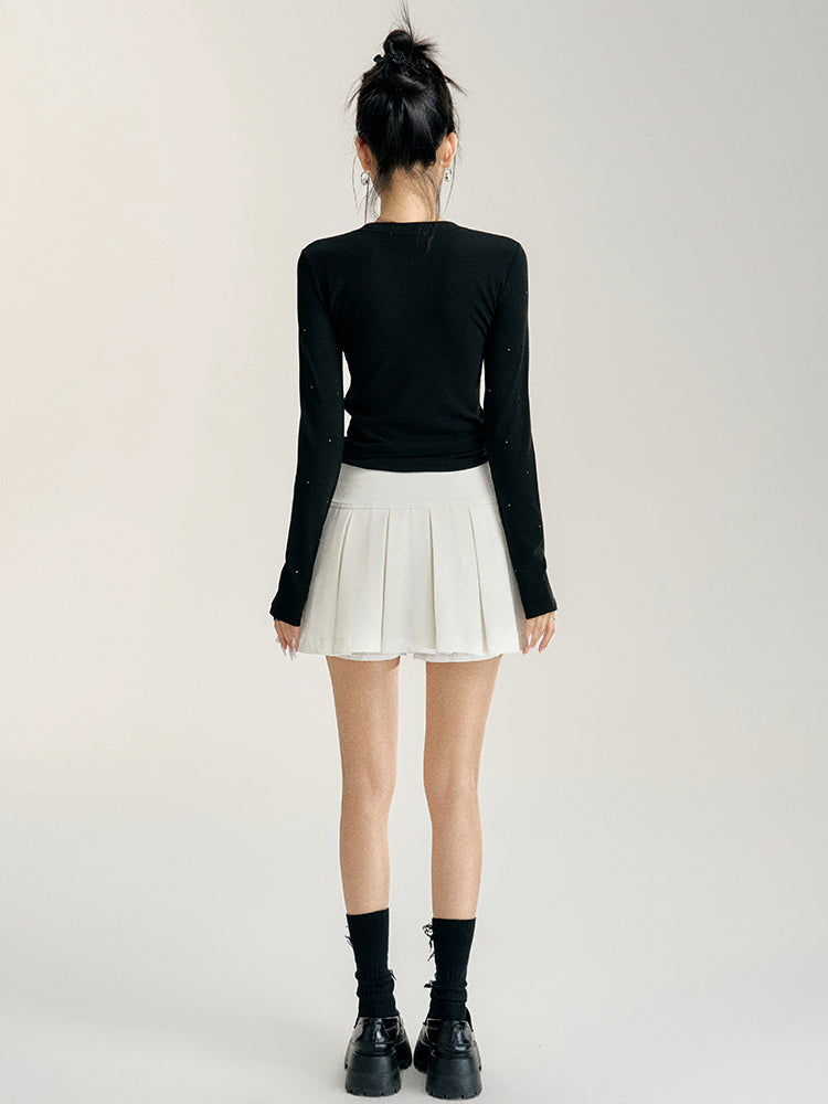 Black & White A-line Pleated Skirt