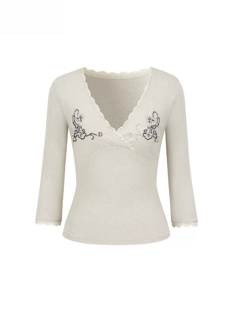 Beaded Lace Knit Top