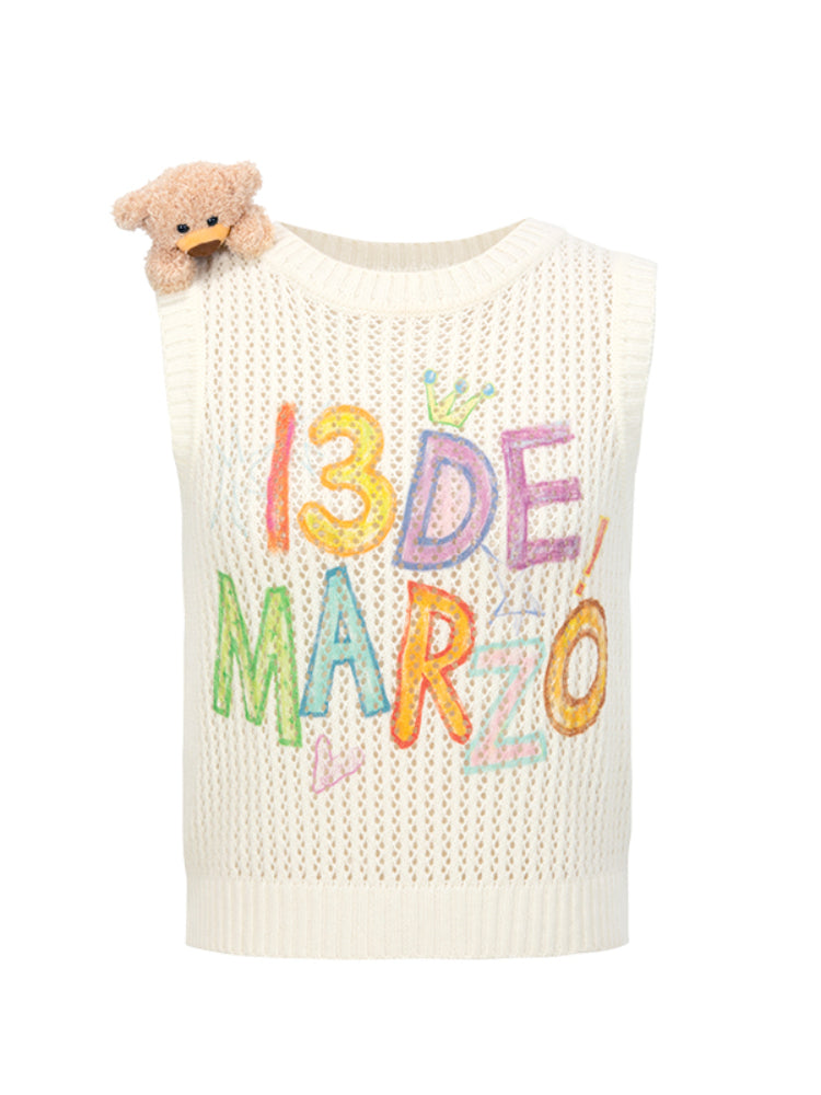 Graffiti Logo Knit Hollow Vest