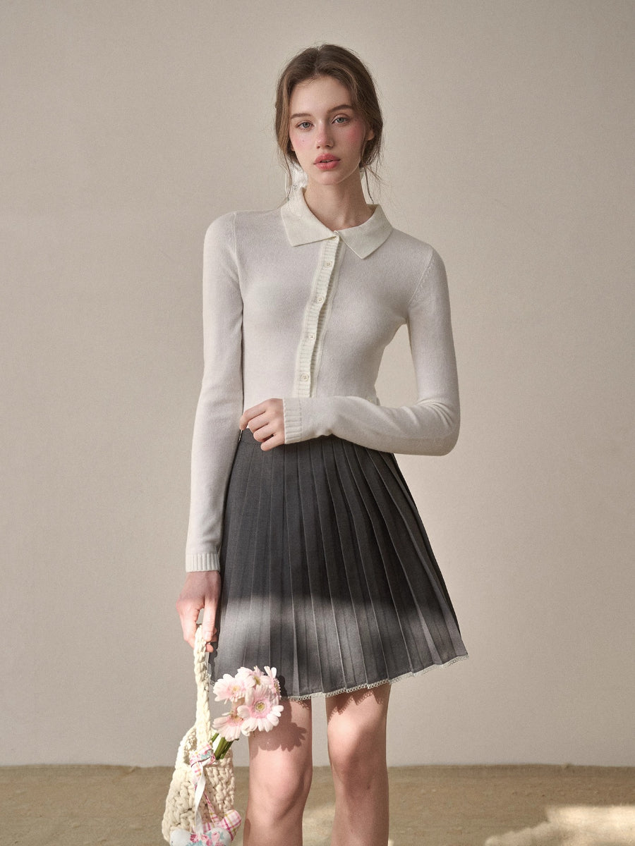 Mist-Grey Pleated Skirt