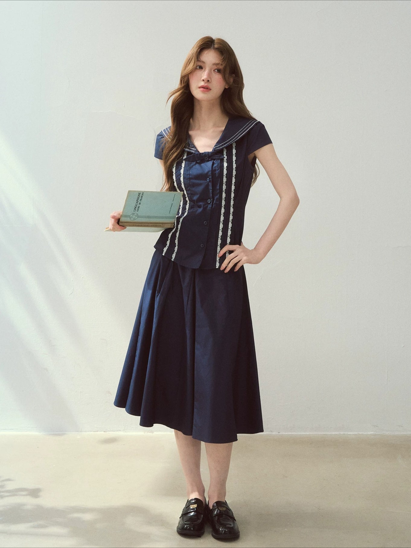 "Island Poetry" Sailor Collar Shirt Set