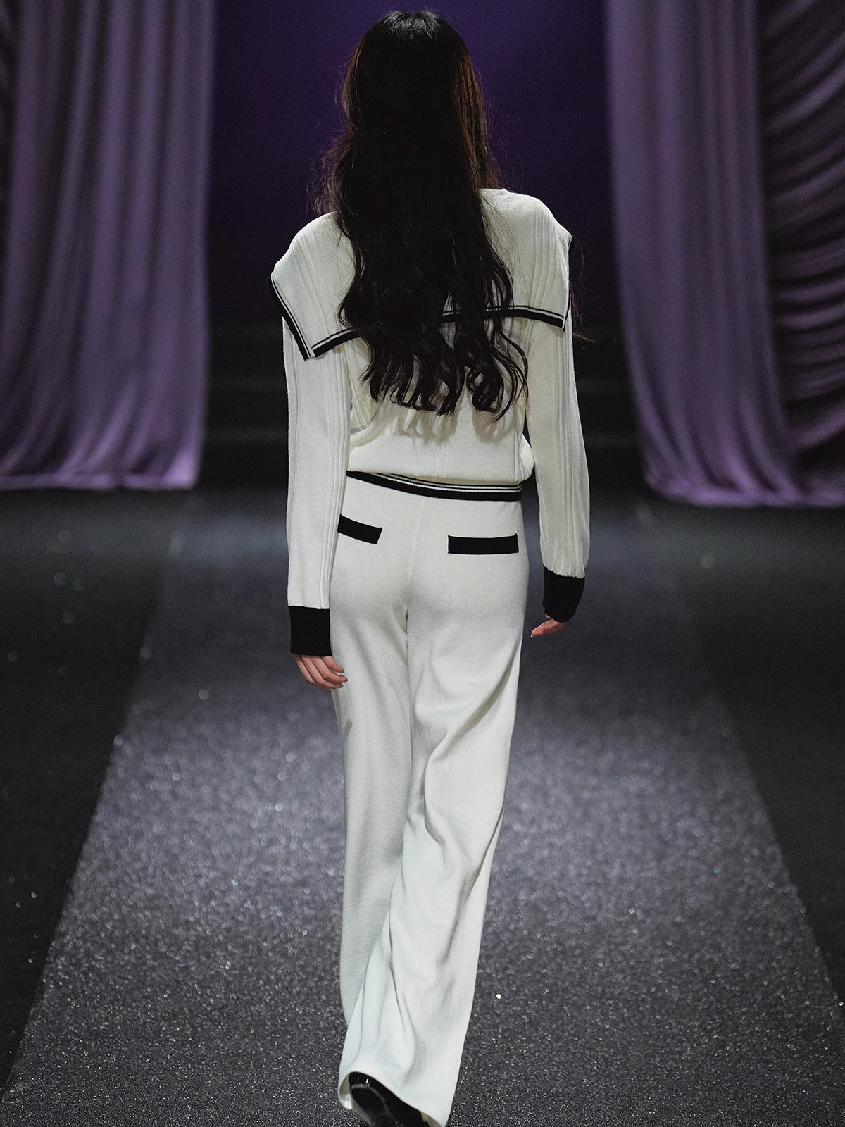 Sailor-Collar Knit Two-Piece Set