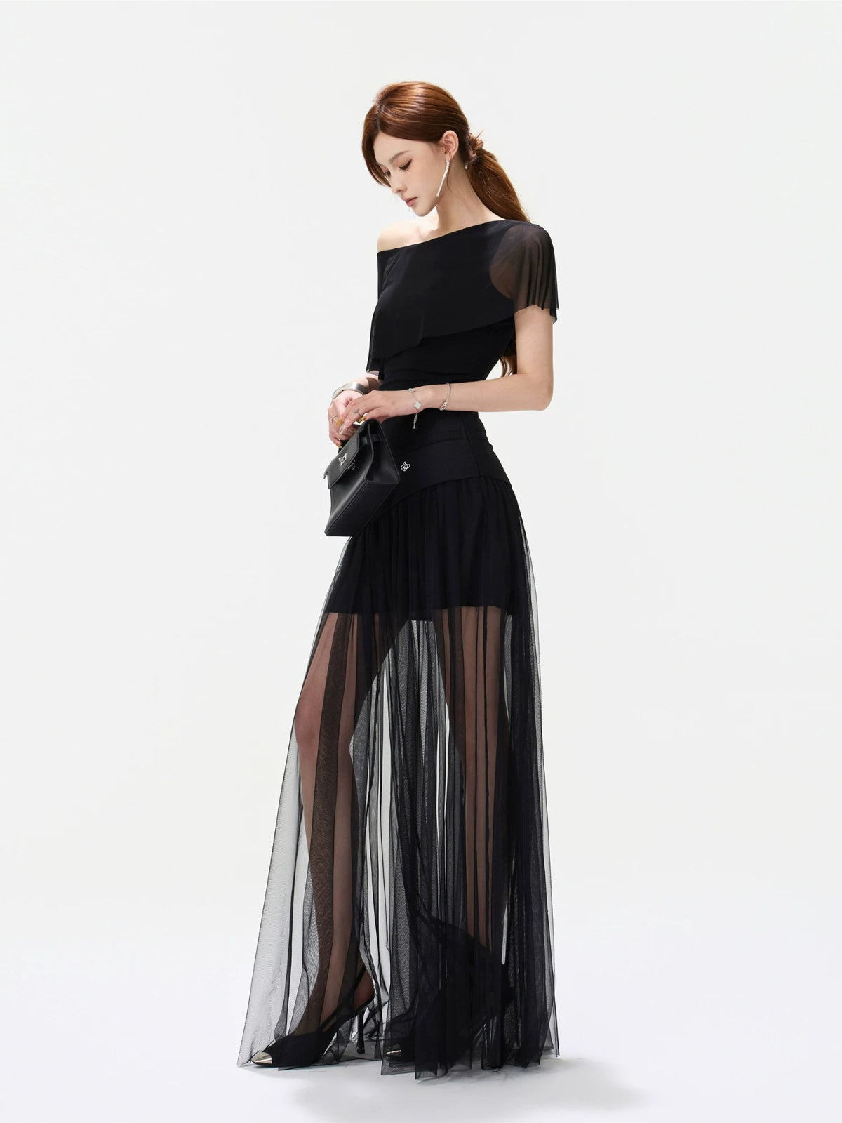Sheer Ruffle Shoulder Top