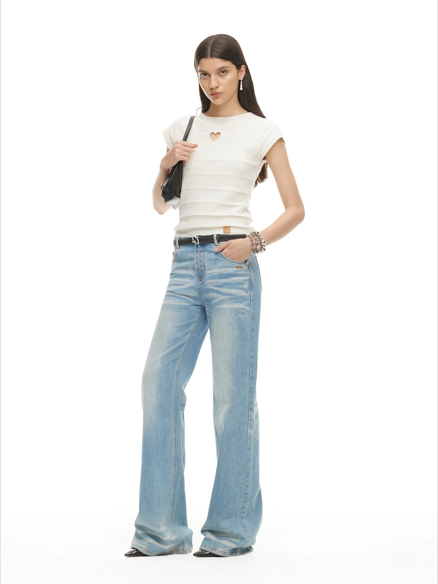 Heart Cutout Linen Tee