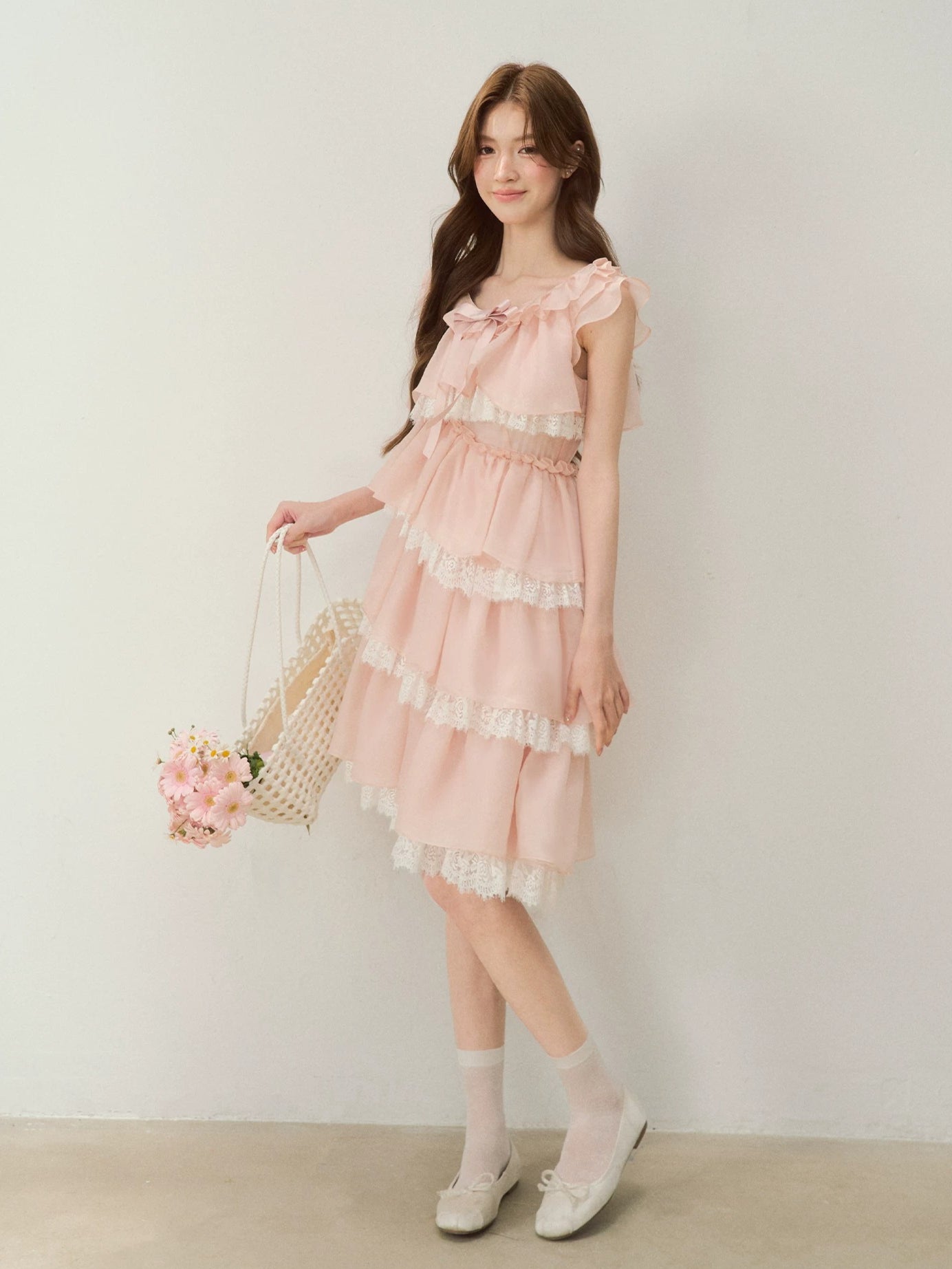 Tiered Lace Bow Dress