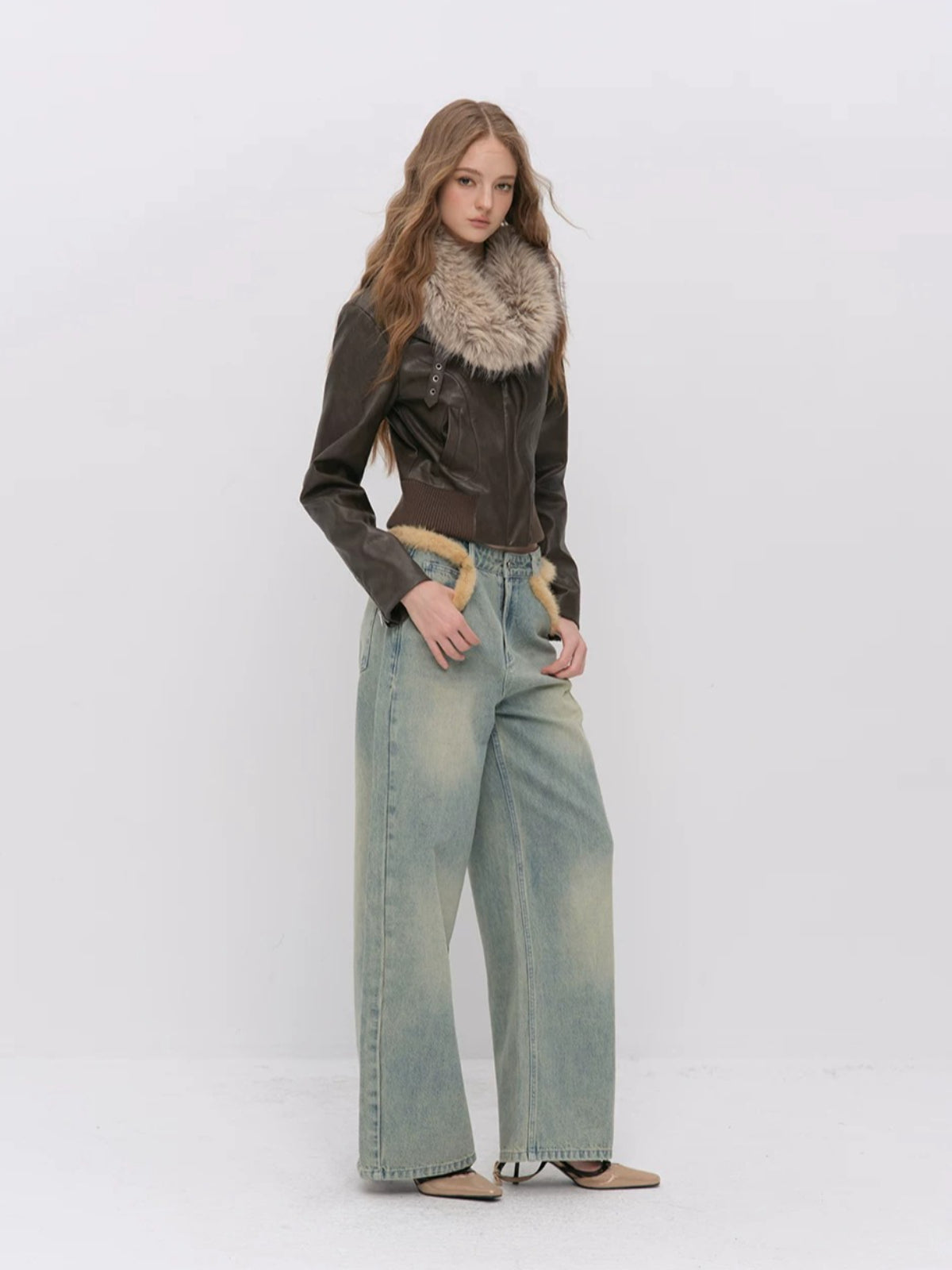 Vintage Fur Collar PU Jacket