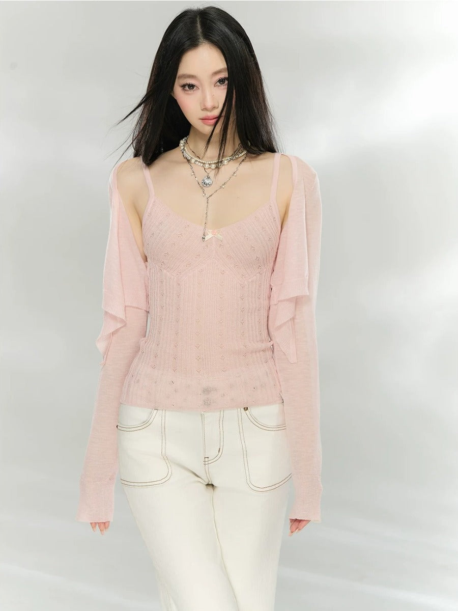 Knit Cardigan Camisole Set