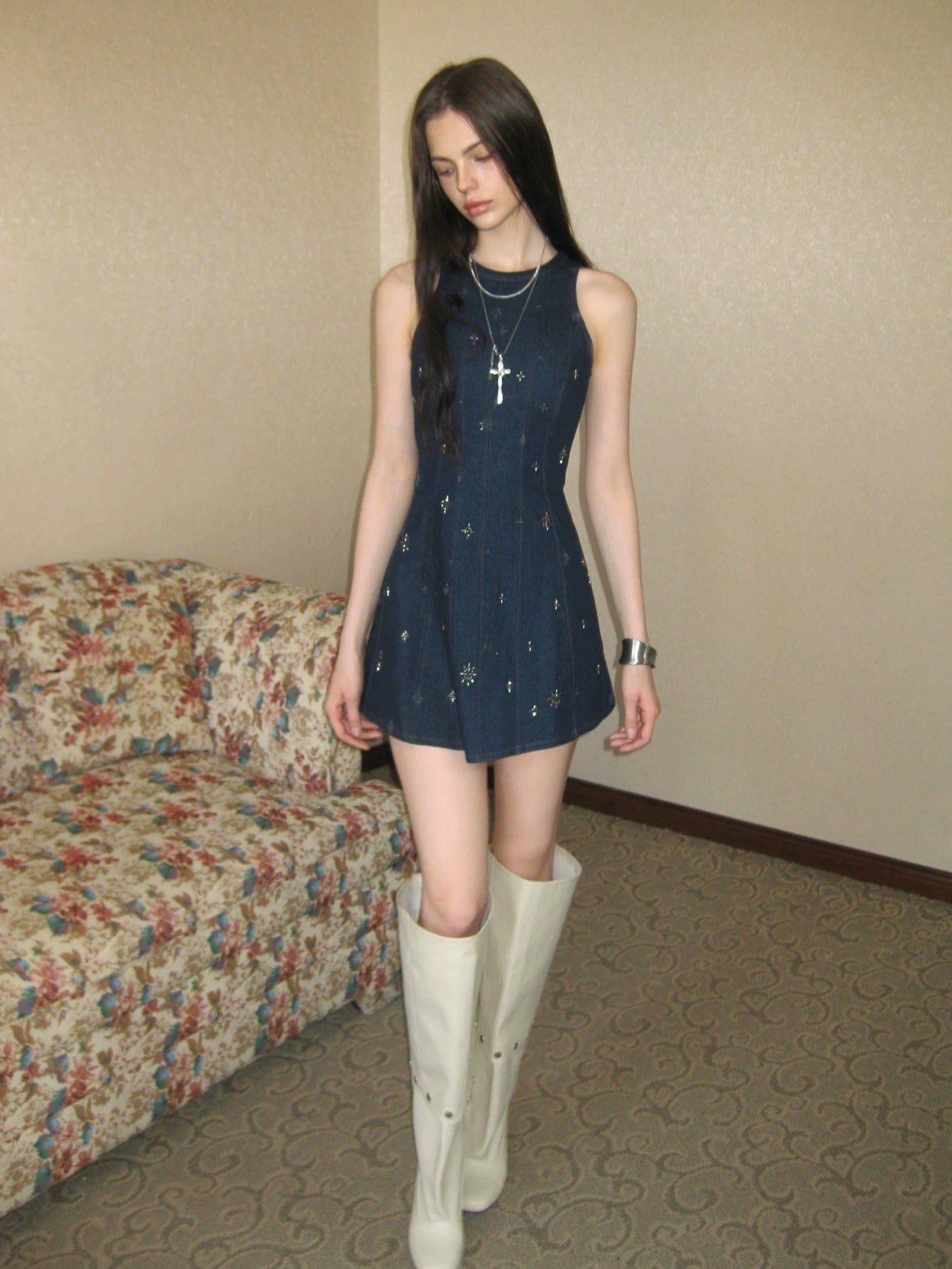 Embroidered Tank Dress