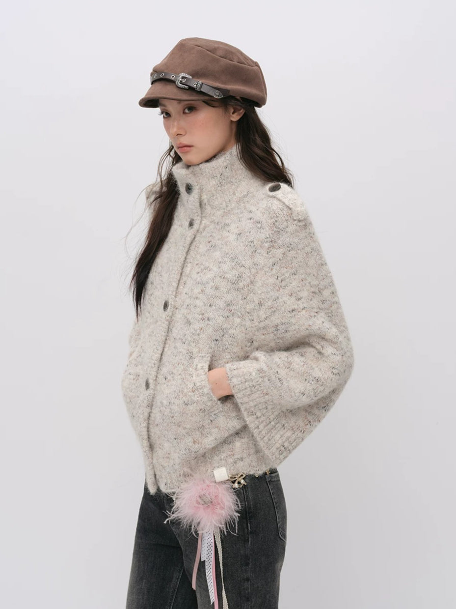 Vintage Mandarin-Collar Cardigan