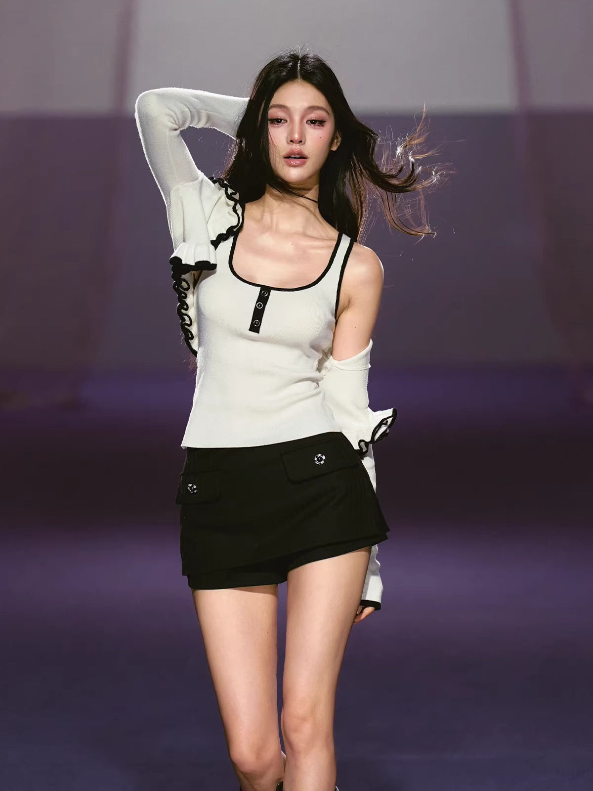 Rose Trim Cardigan Set