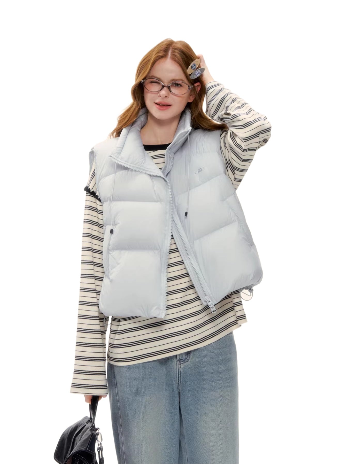 90% Down Puffer Stand-Collar Drawstring Vest