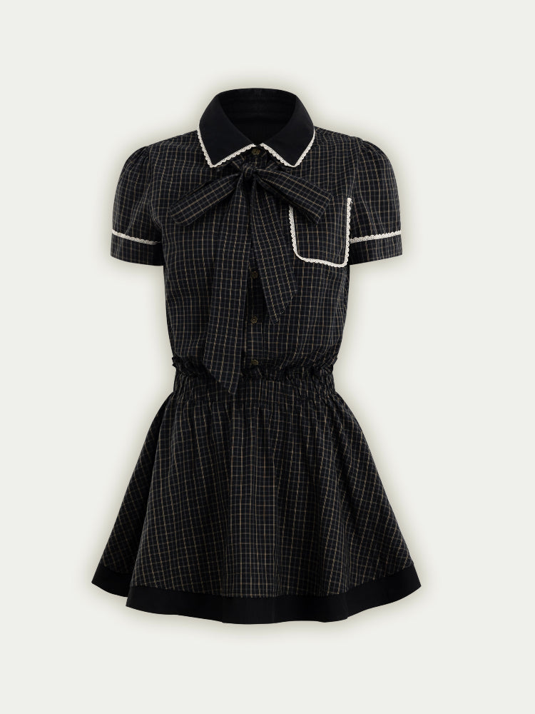 Bow Tie Plaid Dress