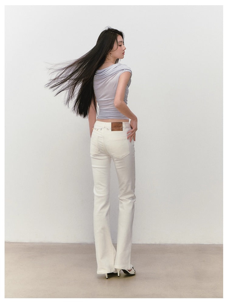 Rhinestone Off-the-Shoulder Pure-Desire Style T-shirt