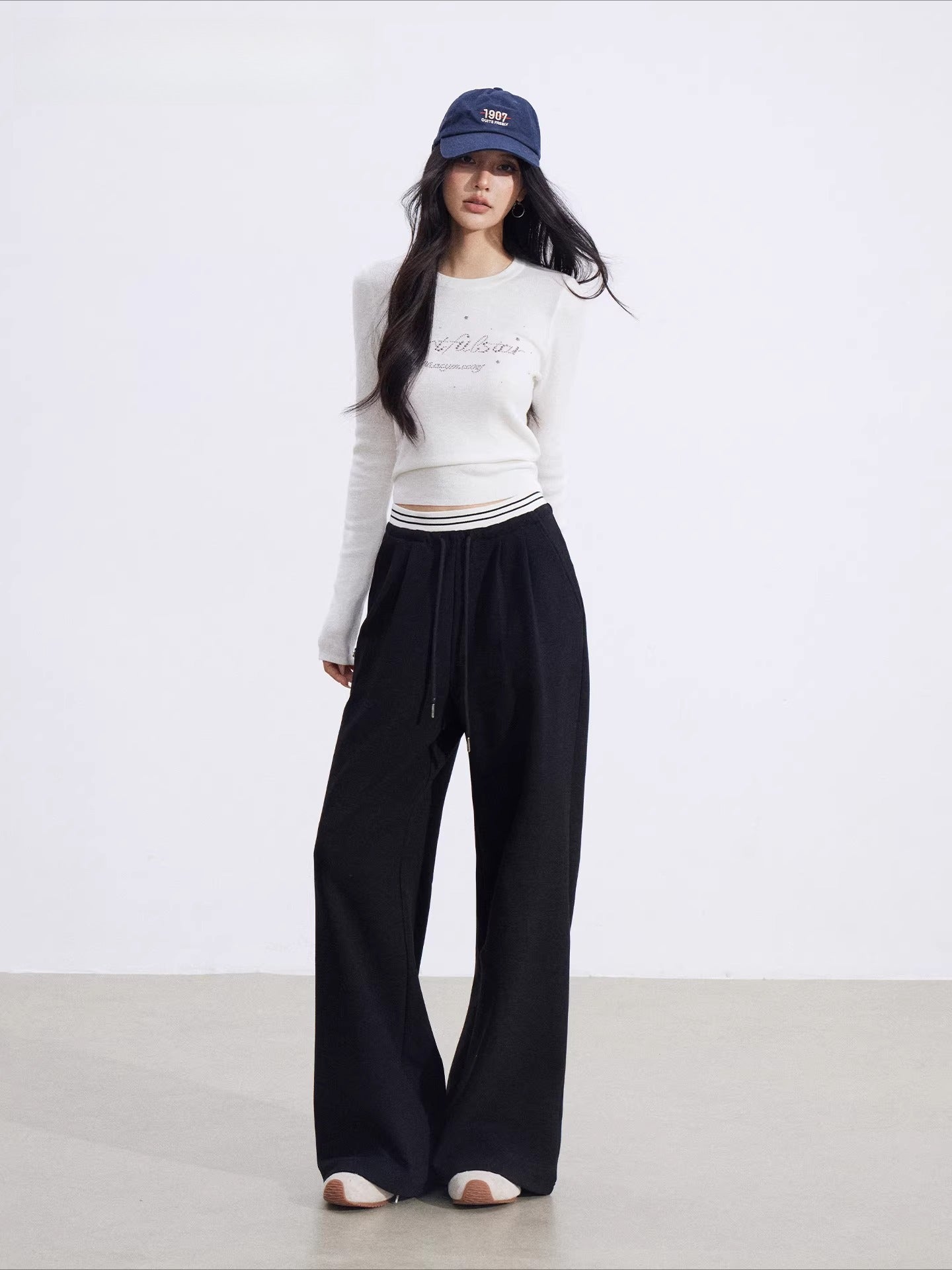 Faux-Layer Patchwork Wide-Leg Pants