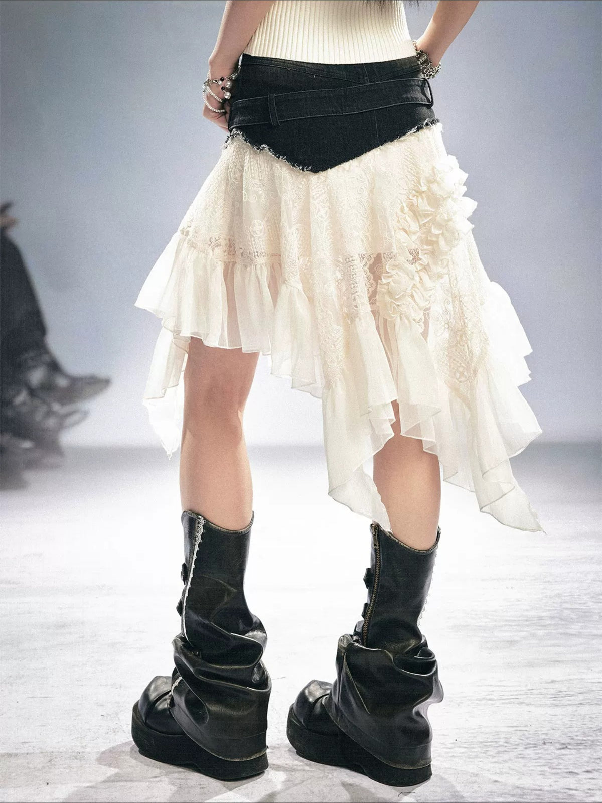 Lace Denim Skirt