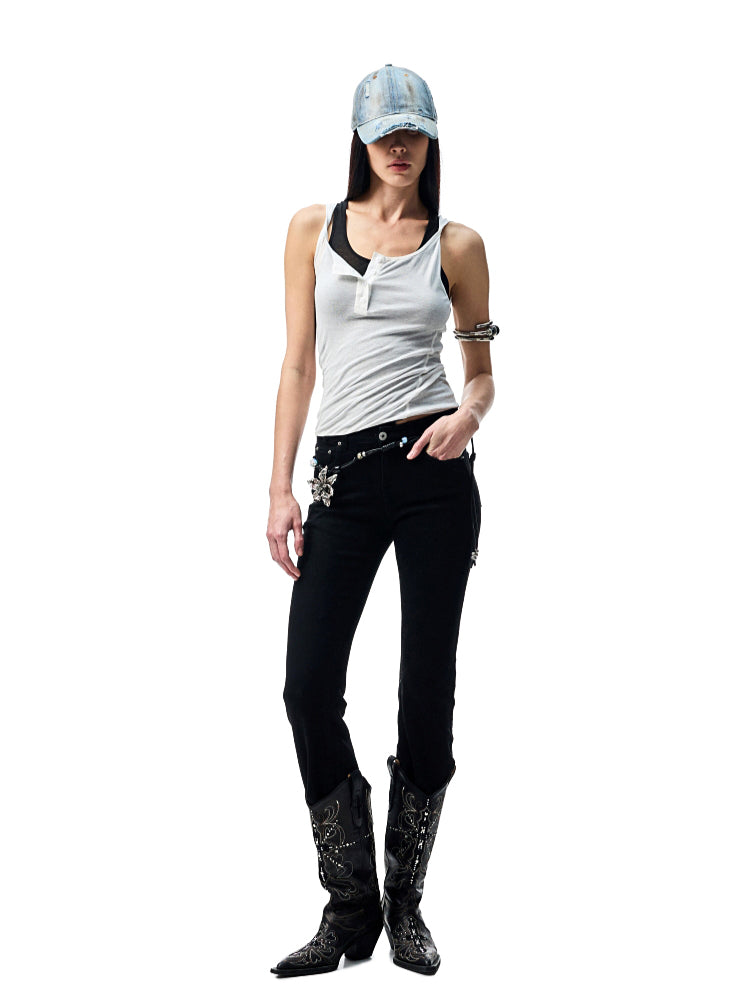 Double-layer Fake Two-piece Color-Blocking Vest