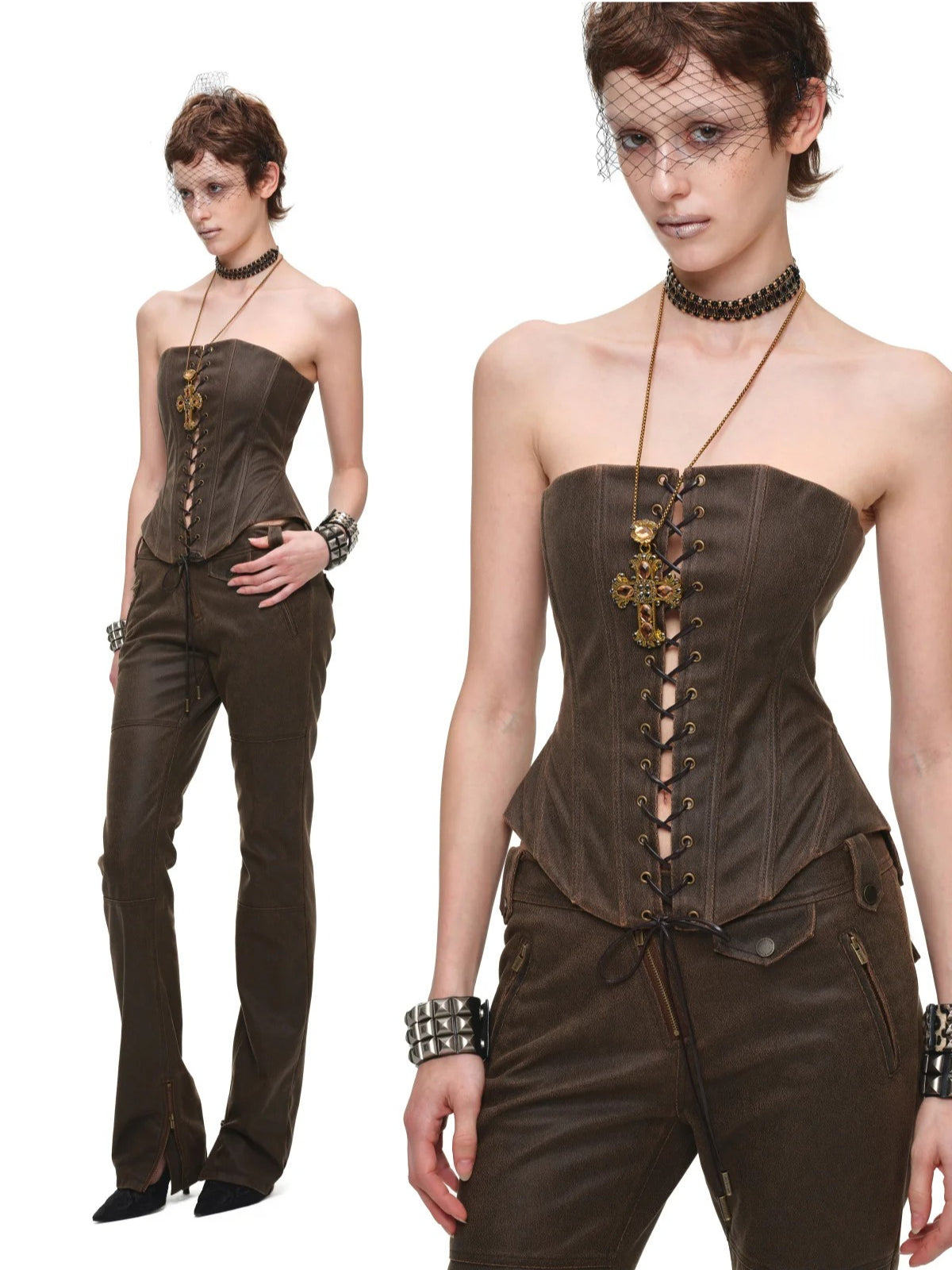 Washed Faux Leather Pants