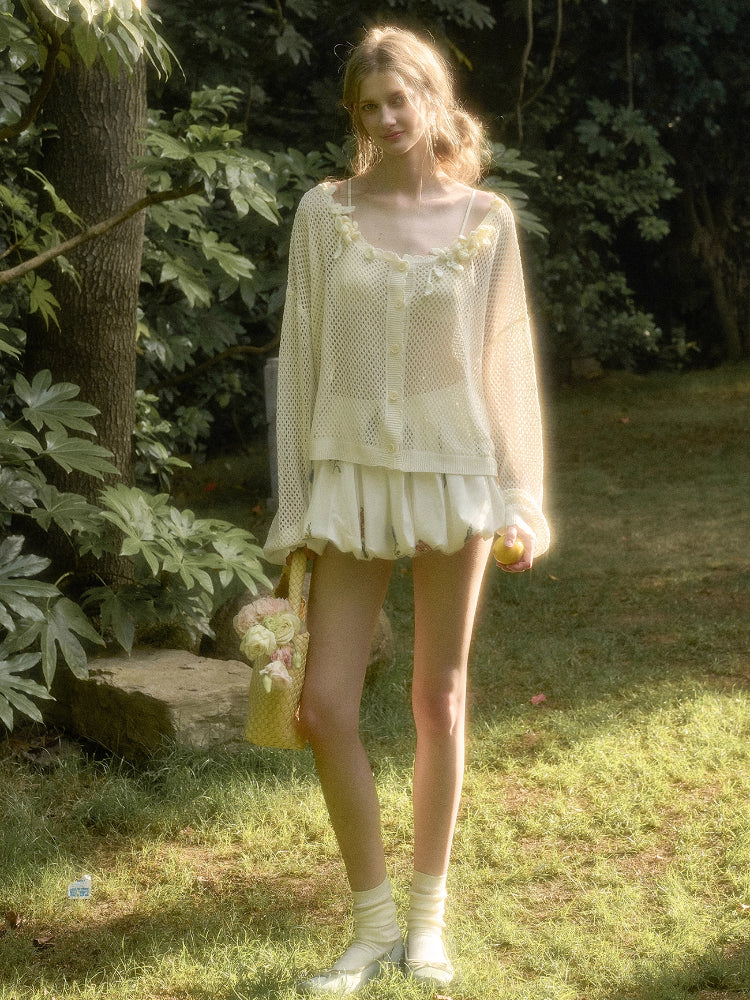 Cool Ice Silk Flower Hollow Cardigan