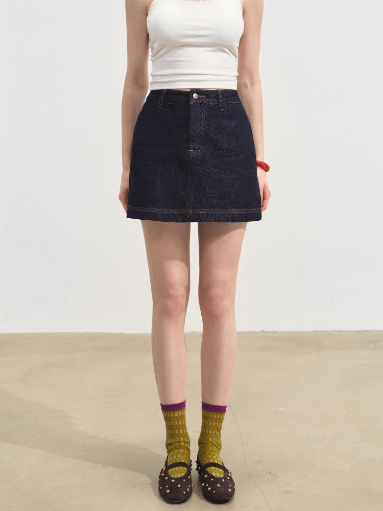 Layered Relaxed Denim Vest & Skirt Set