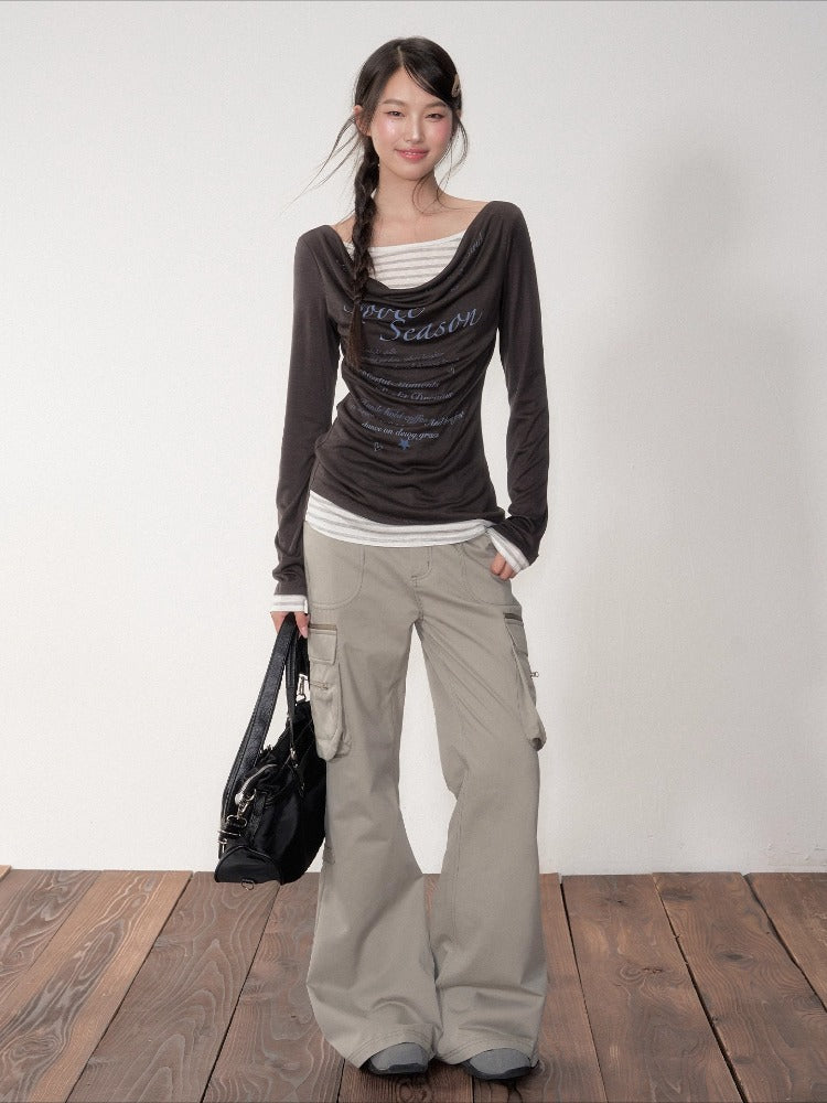 Gray Utility Wide-Leg Pants
