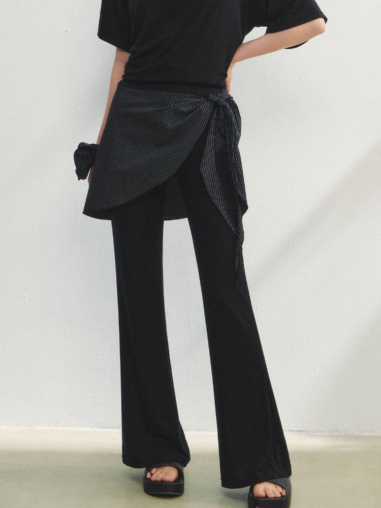 Checkered Asymmetric Shoulder Short-Sleeve T-Shirt & Pants Set