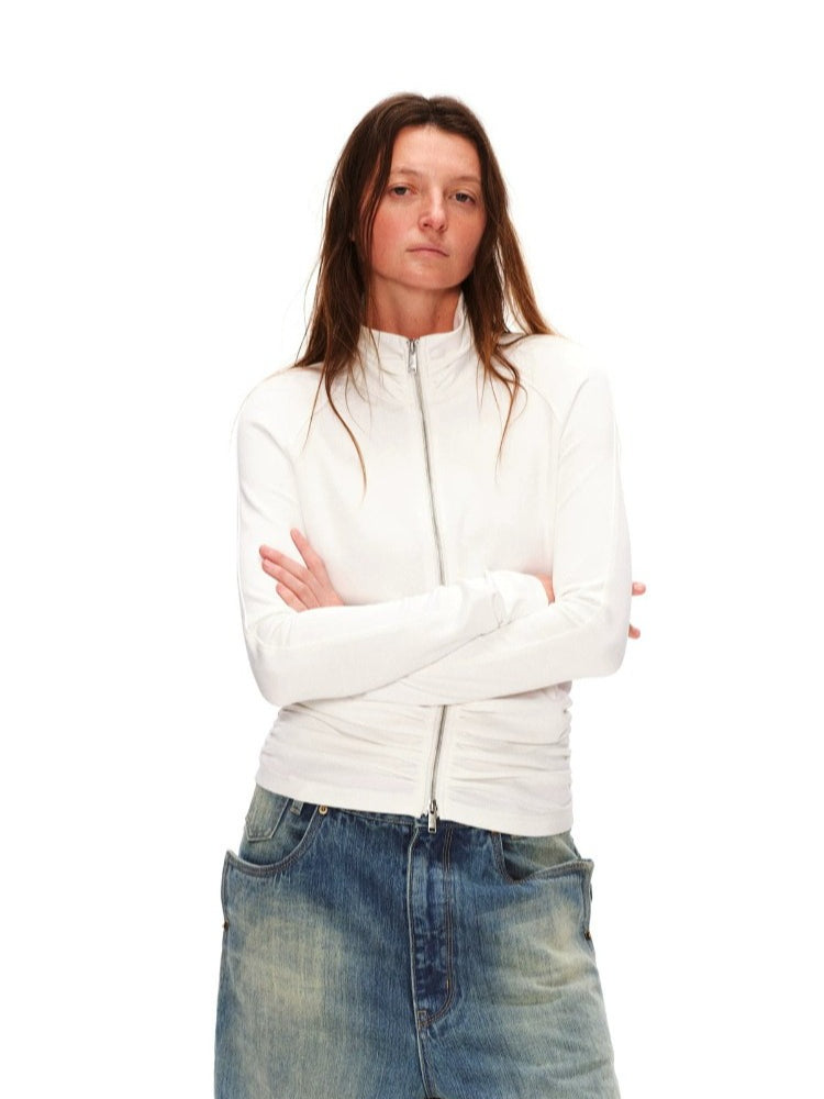 Ruched Zip Sweatshirt