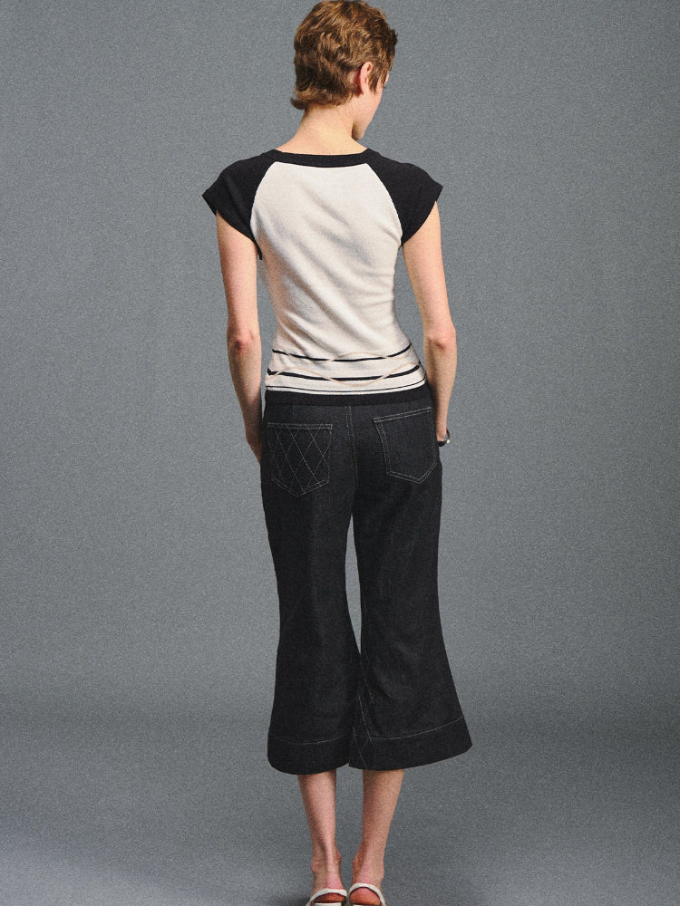 Black White Raglan Sleeve T-Shirt