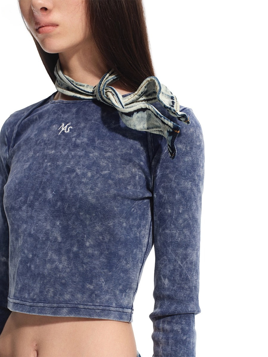 Washed Denim Long-Sleeve T-shirt