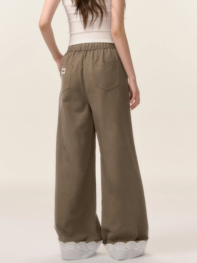 Lace Trim Patchwork Trousers
