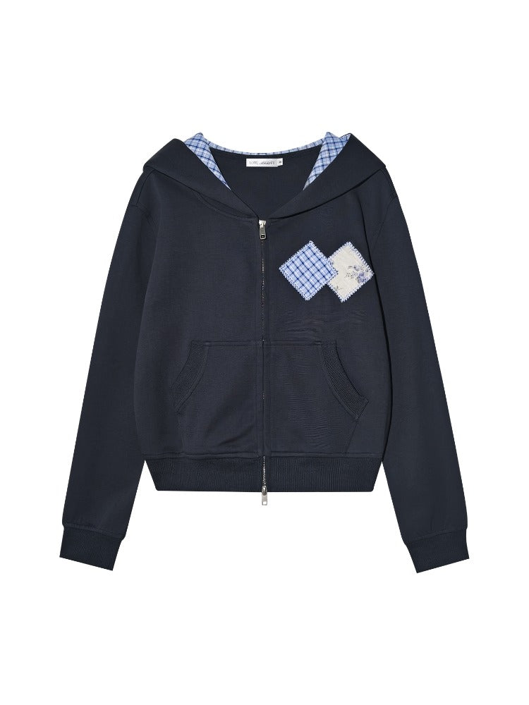 Plaid Patchwork Sweatshirt & Sweatpants Set