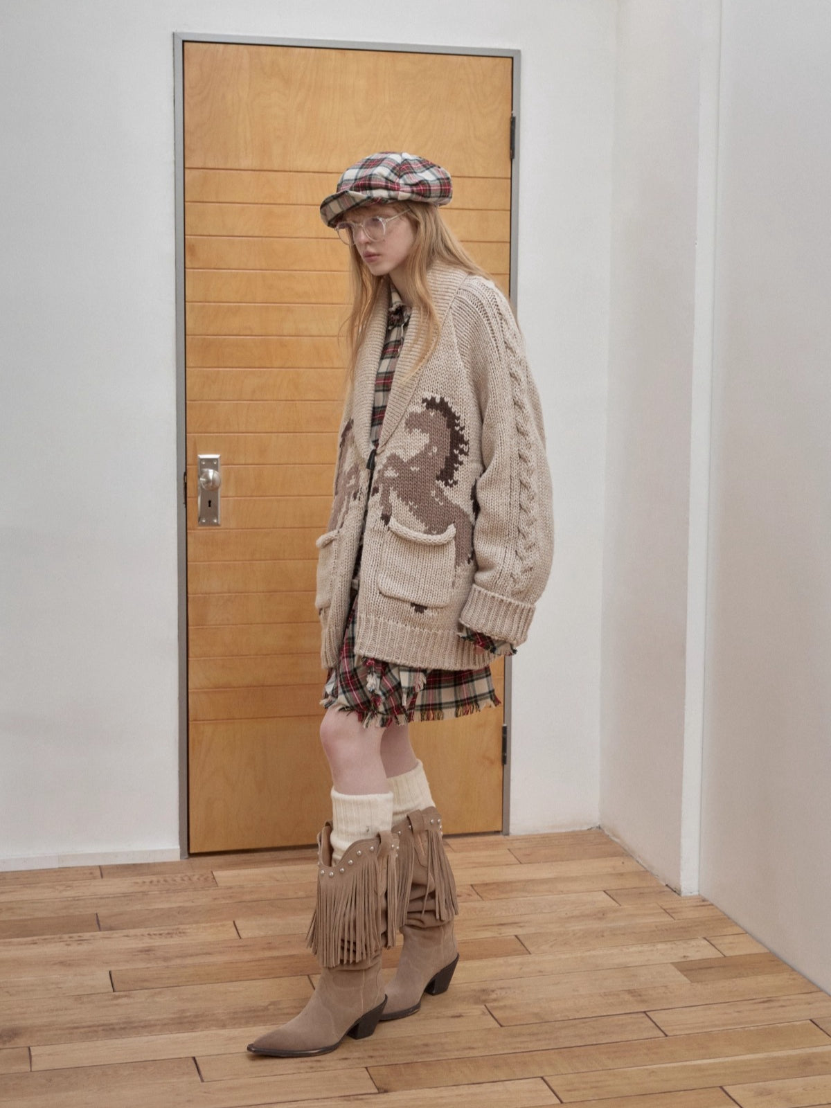 Vintage Check Newsboy Cap