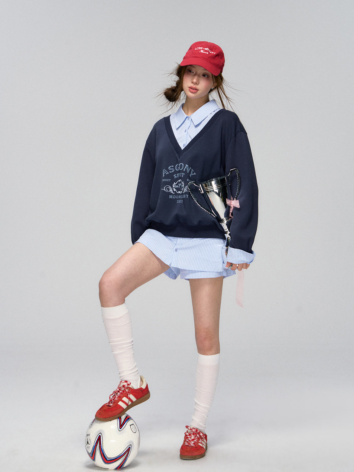 Yellow & Navy Collegiate Butterfly Sweatshirt & Skirt Set