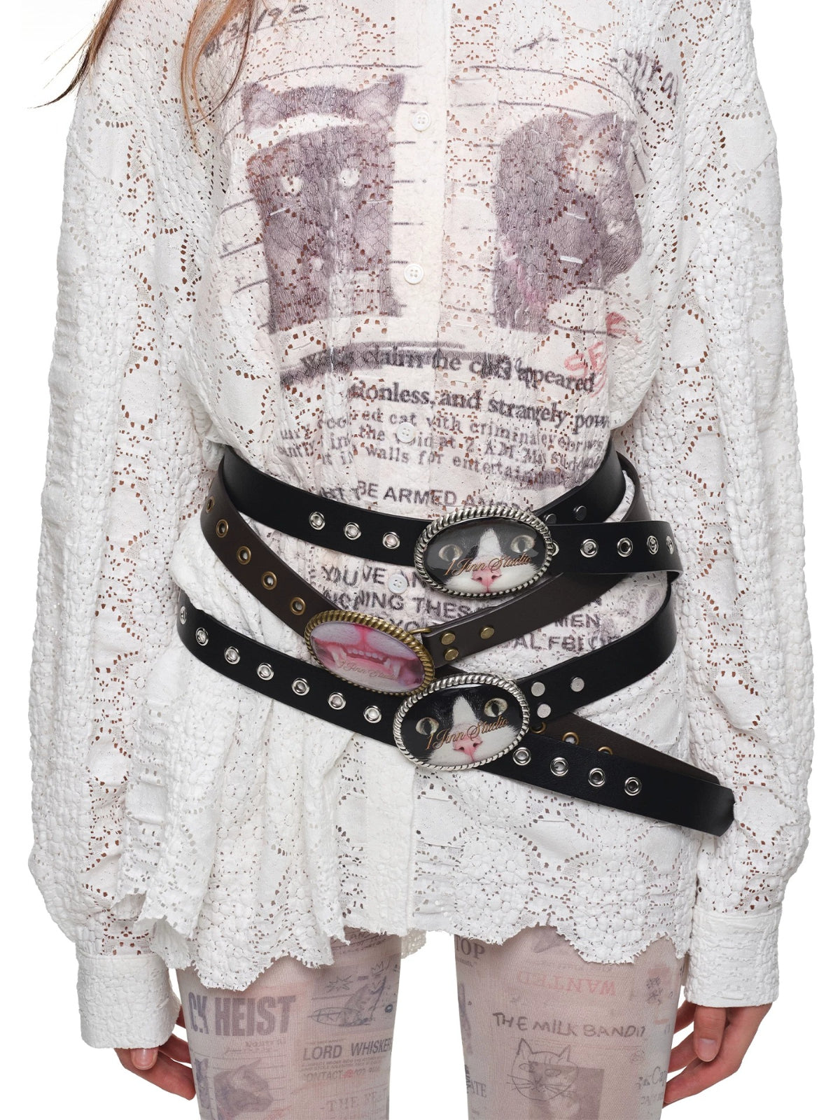 Vintage Cat Resin Buckle Belt