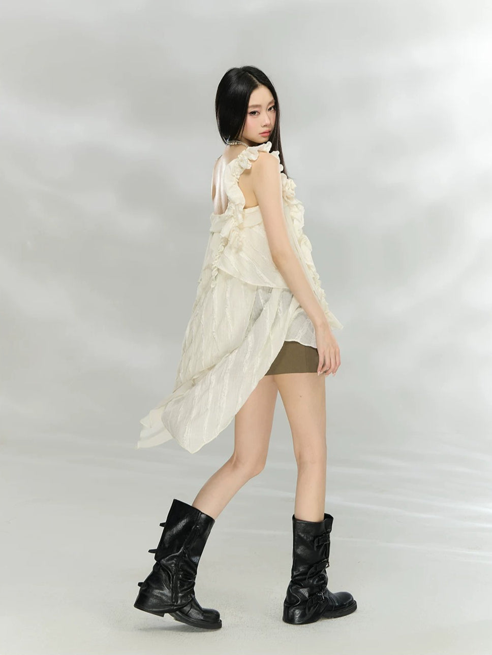 Ruffle Rose Mini Dress