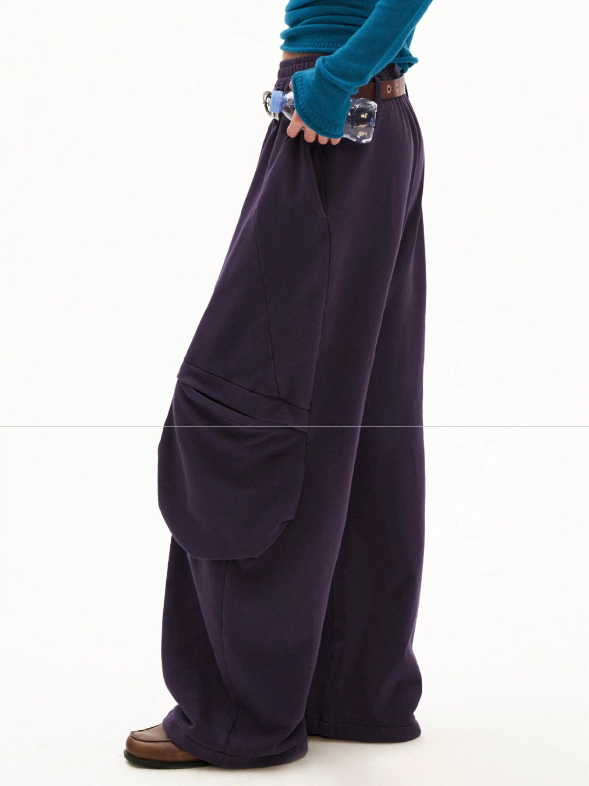 Washed Cotton Wide Leg Sweatpants