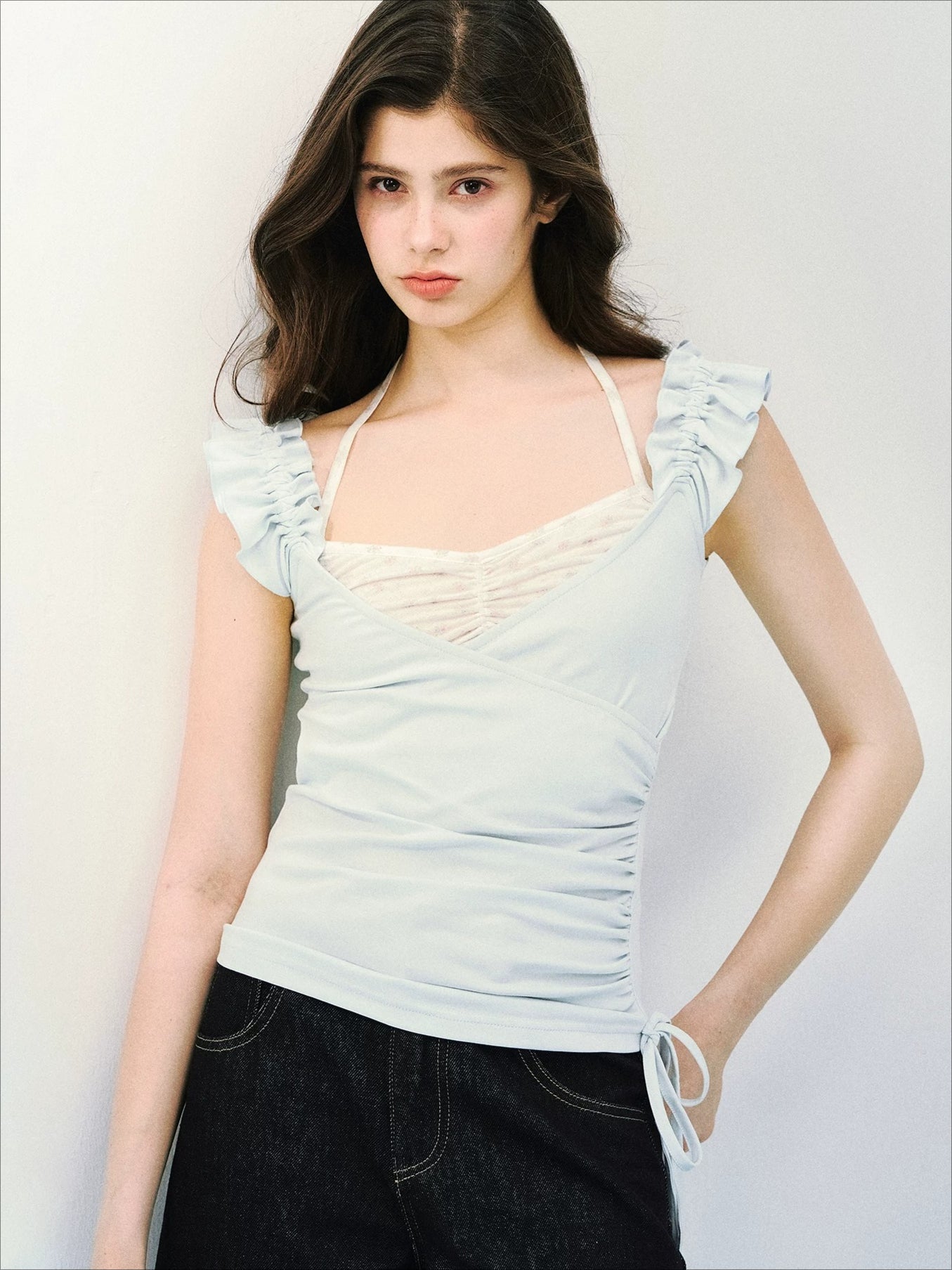 Pink & Blue Layered Ruffle Tee