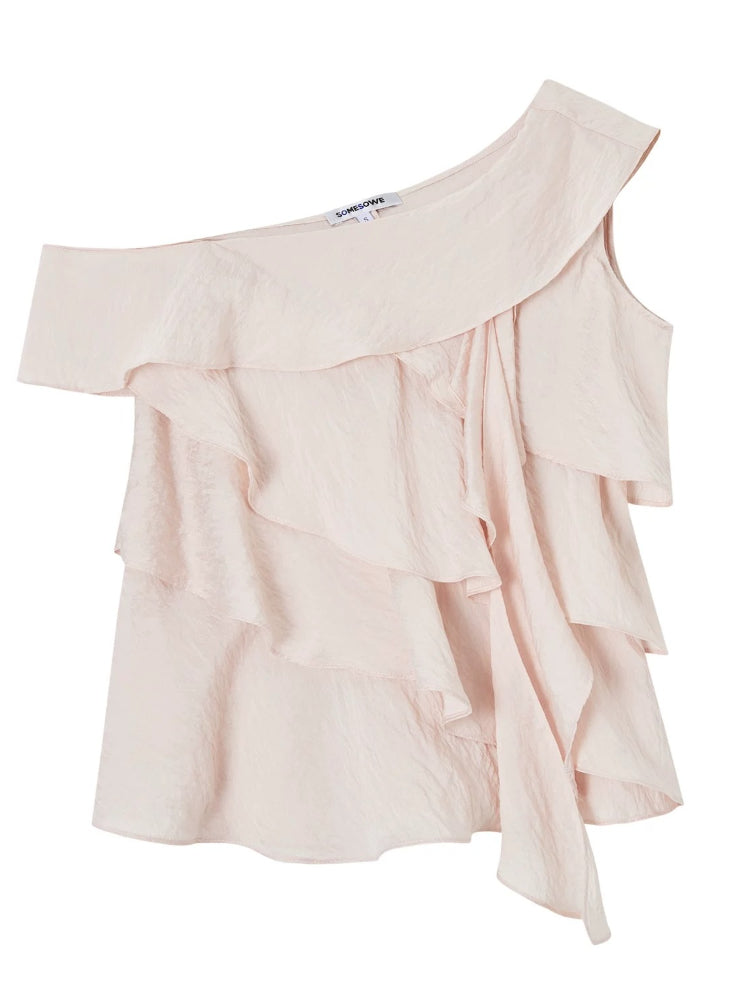 Layered Ruffle One-Shoulder Top
