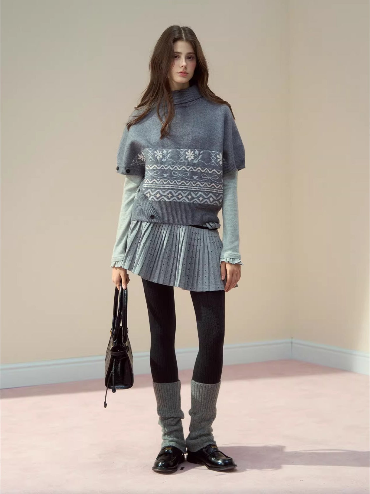 Polka-Dot Bow Pleated Skirt